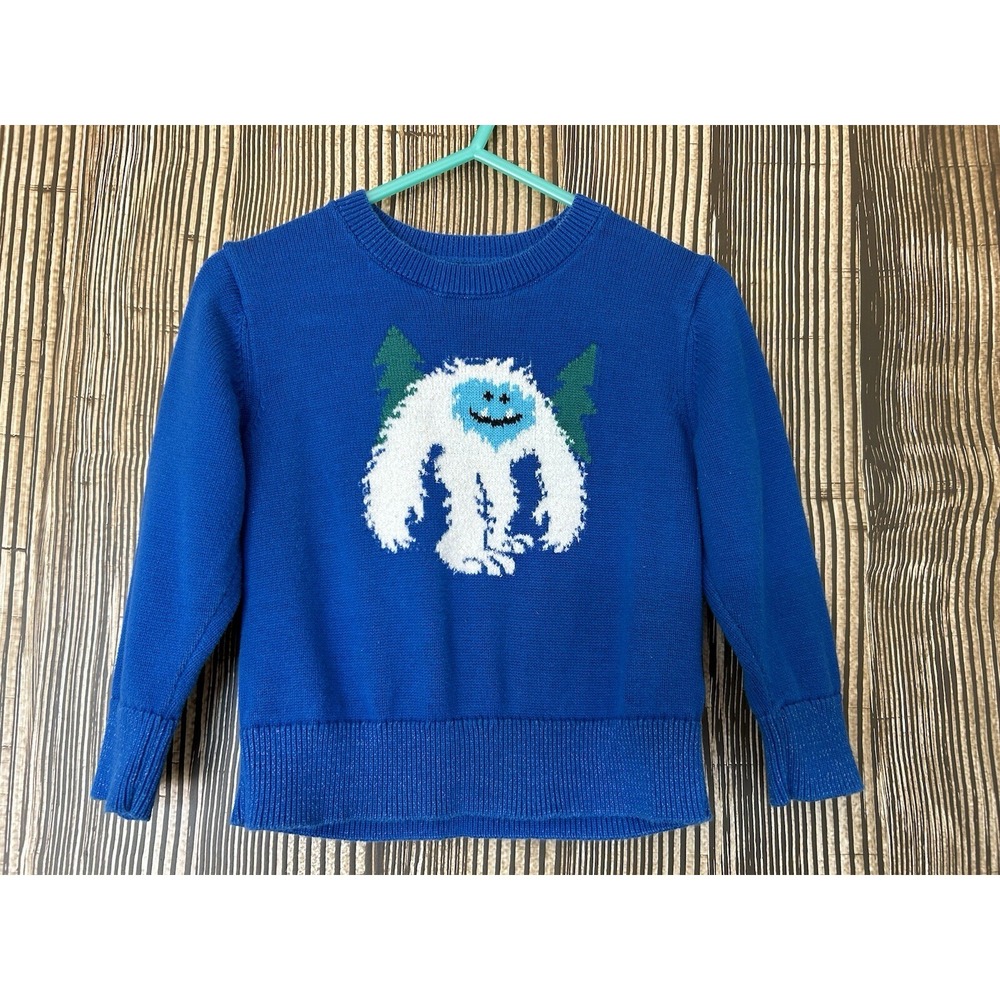 Osh Kosh B'gosh Sweater Blue Yeti Abominable Snowman Winter Christmas Size 18M